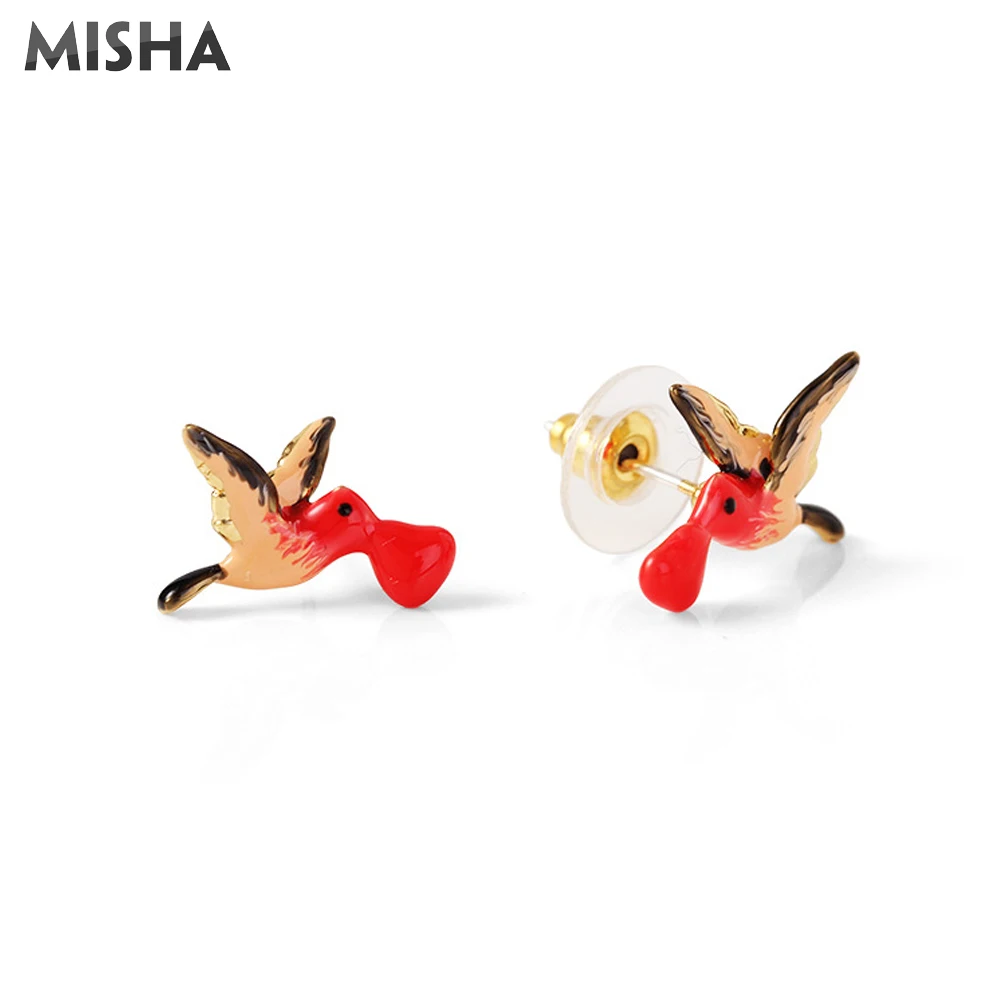 Stud Earring 2 MISHA Модные Ювелирные наборы для женщин ожерелье серьги и браслет эмалированная глазурь ручной работы птица и Любовь дизайн женский подарок 02718 - Окраска металла: Stud Earring 2