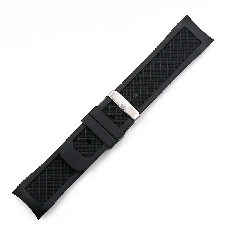 Silicone strap male 24mm curved interface pin buckle watch accessories for IWC series sports waterproof rubber strap men watch