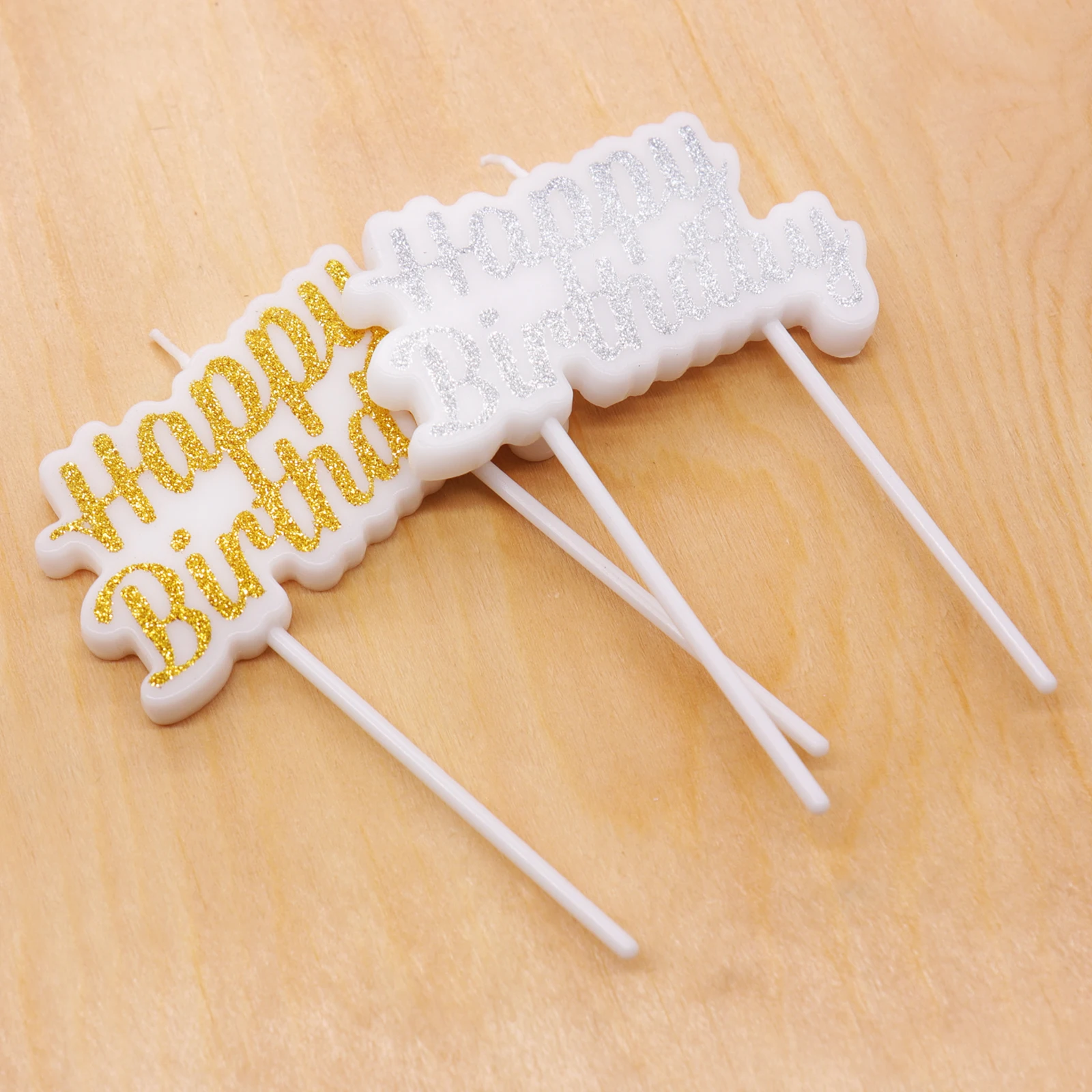 1pc Gold/Silver New Shiny Gold Powder Happy Birthday Candle Local Cake Decoration Letter Baby Supplies | Дом и сад