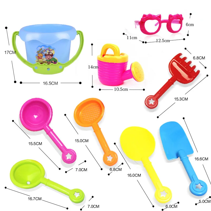 Забавная пляжная игрушка 9 шт. игрушечная Песочная водная красочная ведерко