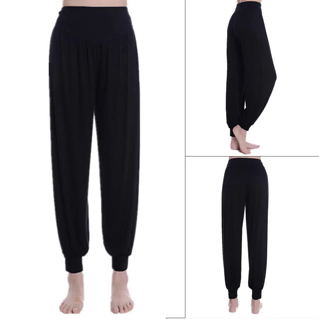 Женская мода Натуральная Талия Твердые свободные Йога Фитнес все сезоны брюки