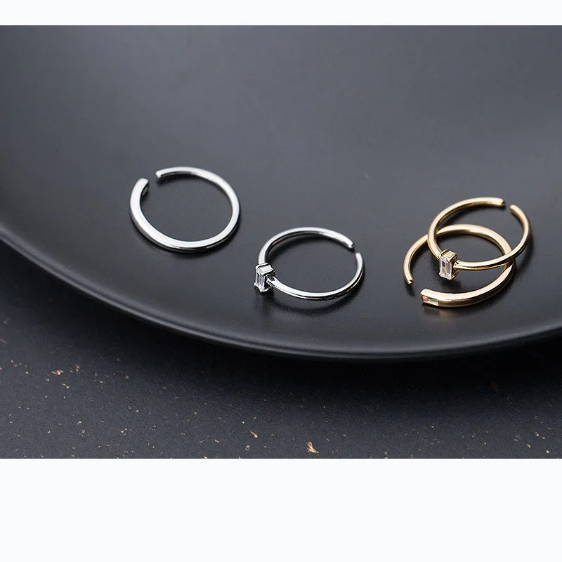 Женское Открытое кольцо из серебра 925 пробы с фианитом|Кольца| |