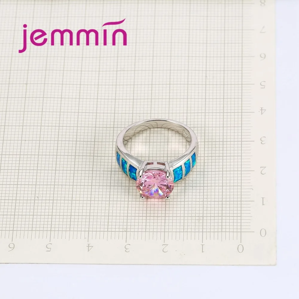 

New Round Pink Crystal Engagement Rings for Women Fine 925 Sterling Silver Bridal Wedding Band Finger Ring Anillos Bijoux