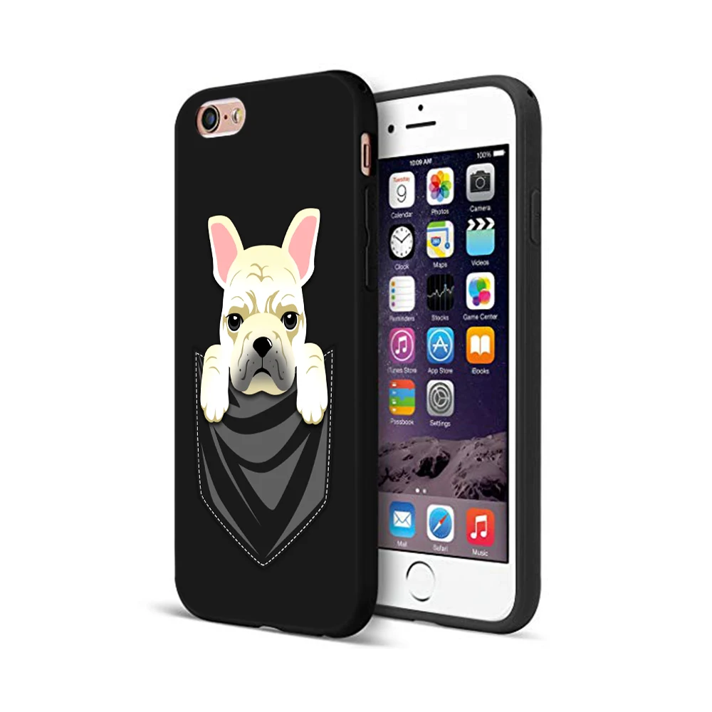 Черный чехол из ТПУ для iphone 5 5s se 6 6s 7 8 plus x 10 силиконовый XR XS 11 pro MAX с бульдогом и
