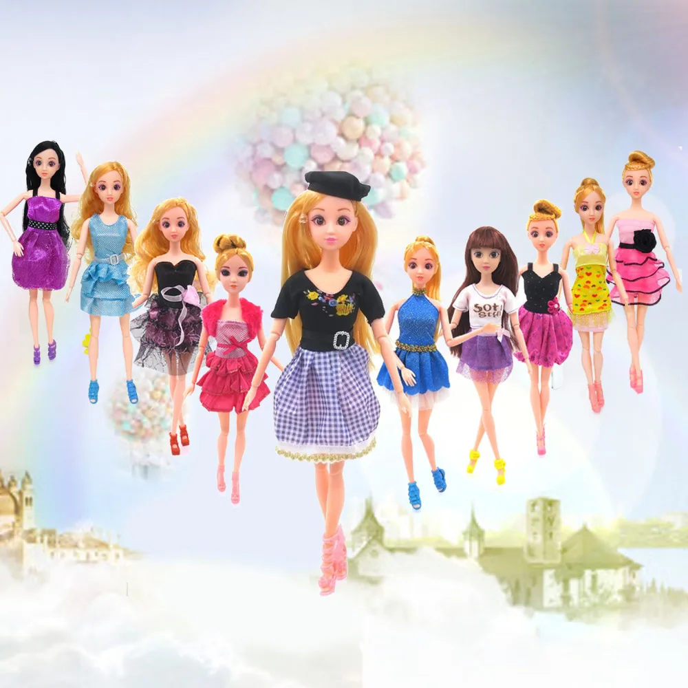 

10 Set Dolls Toy Fashion Summer Dresses Outfits Clothes Accessories for Barbie Doll Toys Kids Girls Birthday Gift Random Style