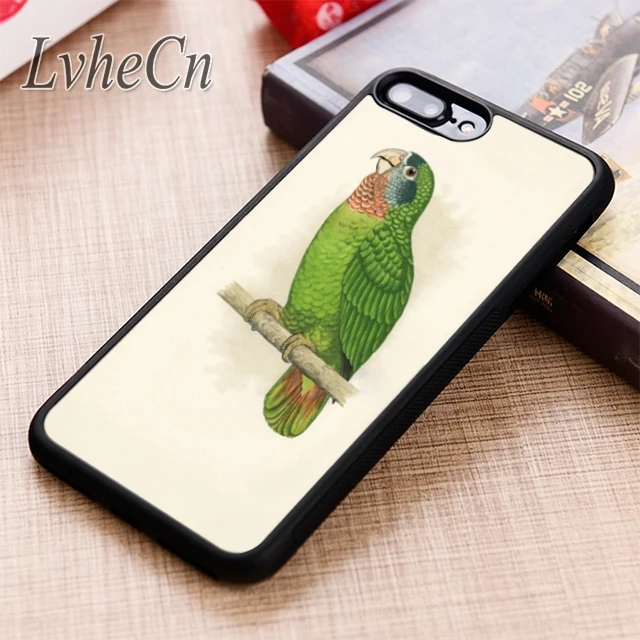 LvheCn Винтажный Зеленый чехол для телефона с изображением попугая iPhone 5 6 6s 7 8 plus X XR XS