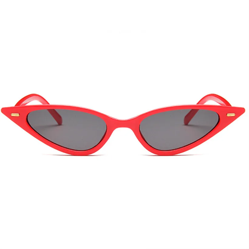 red gray Женские сексуальные солнцезащитные очки кошачий глаз, брендовые дизайнерские маленькие треугольные Винтажные Солнцезащитные очки, ретро очки «кошачий глаз», фиолетовые черные солнцезащитные очки - Цвет линз: red gray