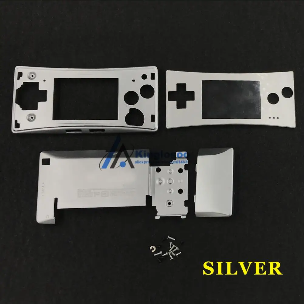 Серебристый 5 цветов металлический корпус чехол для nintendo Gameboy Micro GBM Передняя Задняя крышка Лицевая панель Держатель батареи w/винт - Цвет: Серебристый