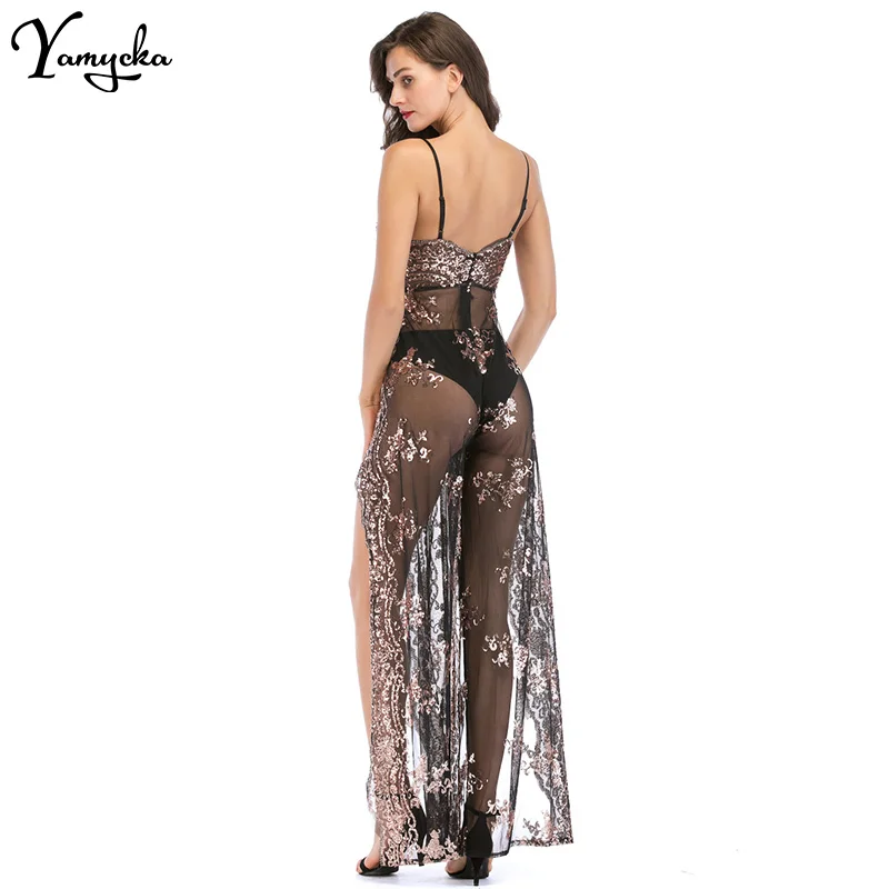 Сексуальное длинное летнее платье с блестками женское на бретелях v образным
