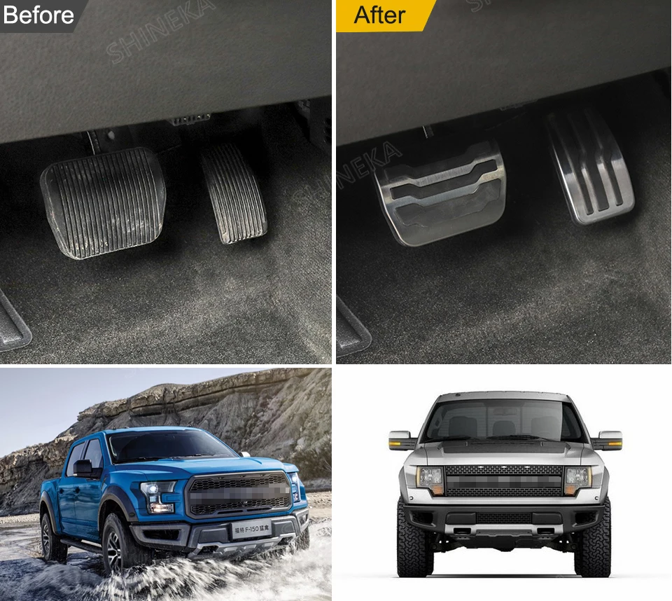 SHINEKA педали для Ford F150 2009- алюминиевый нескользящий топливный тормоз педаль Накладка аксессуары для Ford F150 металлический шаг