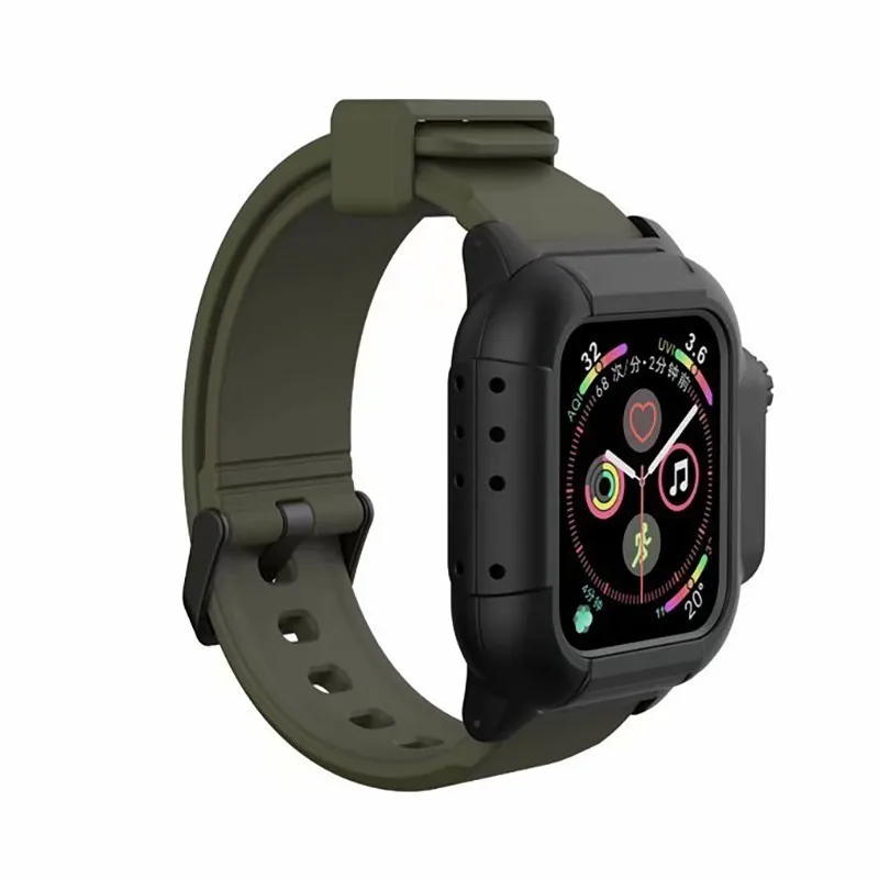 03 Black OliveStrap Водонепроницаемый чехол для Apple Watch band 4 iwatch band 42 мм силиконовый ремешок 44 мм 40 мм pulseira браслет умные часы аксессуары петля - Цвет ремешка: 03 Black OliveStrap
