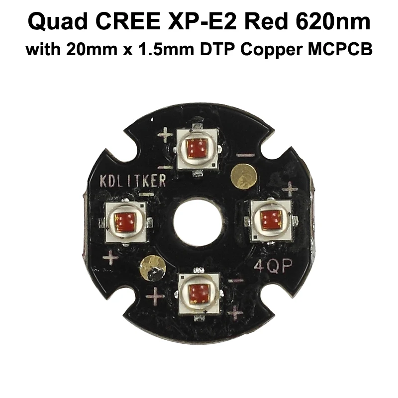 Quad Cree XP-E2 красный 620nm светодиодный излучатель с KDLITKER 20 мм x 1 5 DTP медный PCB
