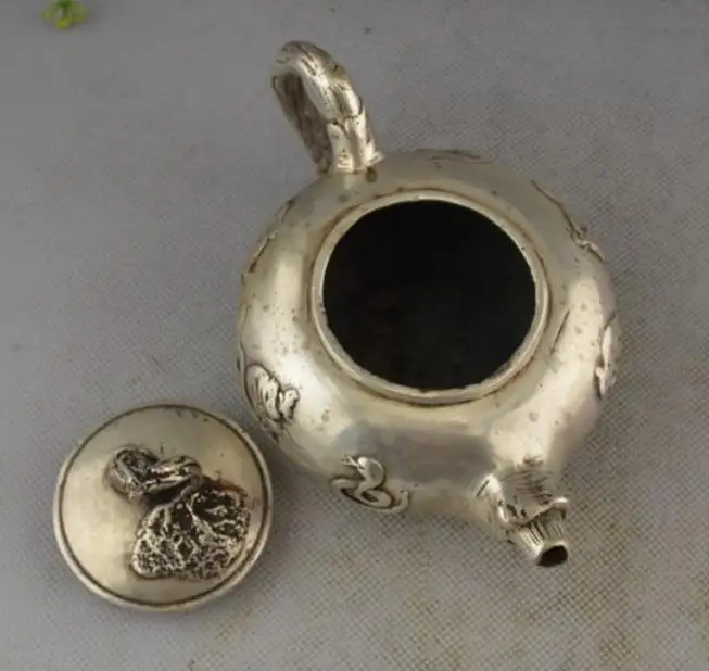 

China Collectible Decor Handwork Old Miao Silver 12 Zodiac Animal Teapot
