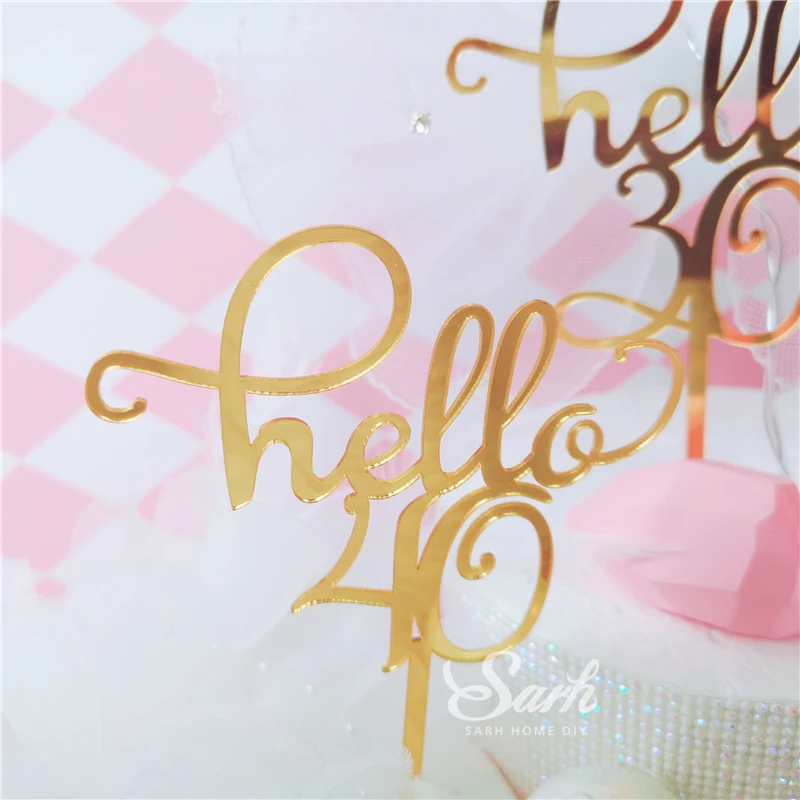 Золотые топперы hello 21/30/40/50/60 для торта с ручным написанием украшение вечеринки в