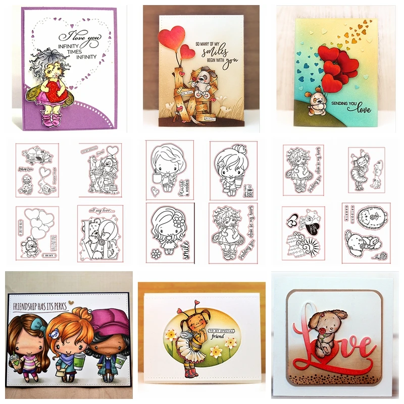 

Bee Heart Girl Transparent Clear Silicone Stamp/Seals for DIY Scrapbooking/Photo Album Craft Valentine Decorative Clear Stamp