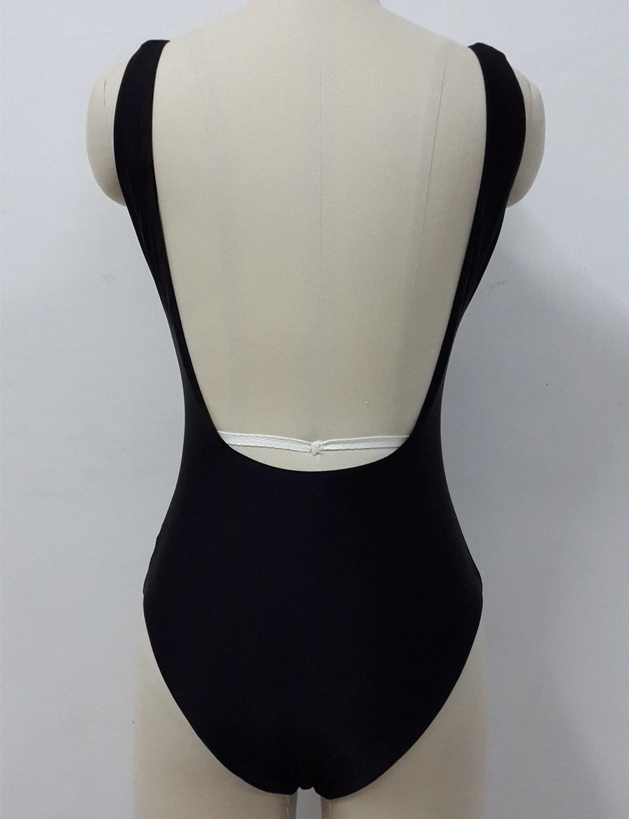 Женские Купальники с открытой спиной черные и белые купальники большого размера