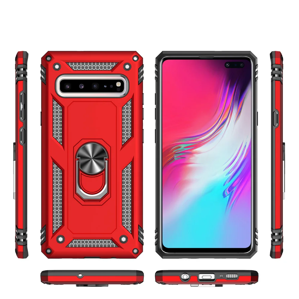 Для Samsung Galaxy S10 5G двойной слой Военная Броня Чехол подставка с магнитным кольцом