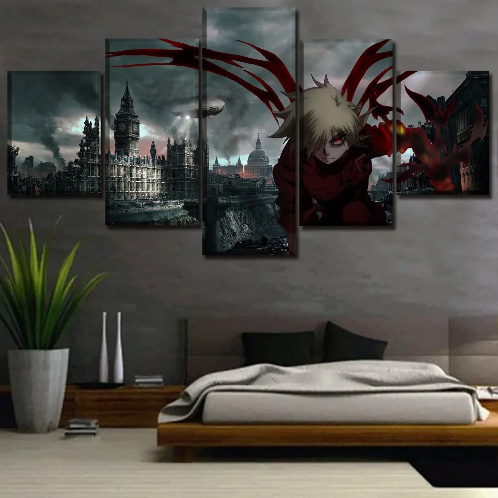 5 шт. аниме картина Hellsing холст постер декор для гостиной один комплект модульная