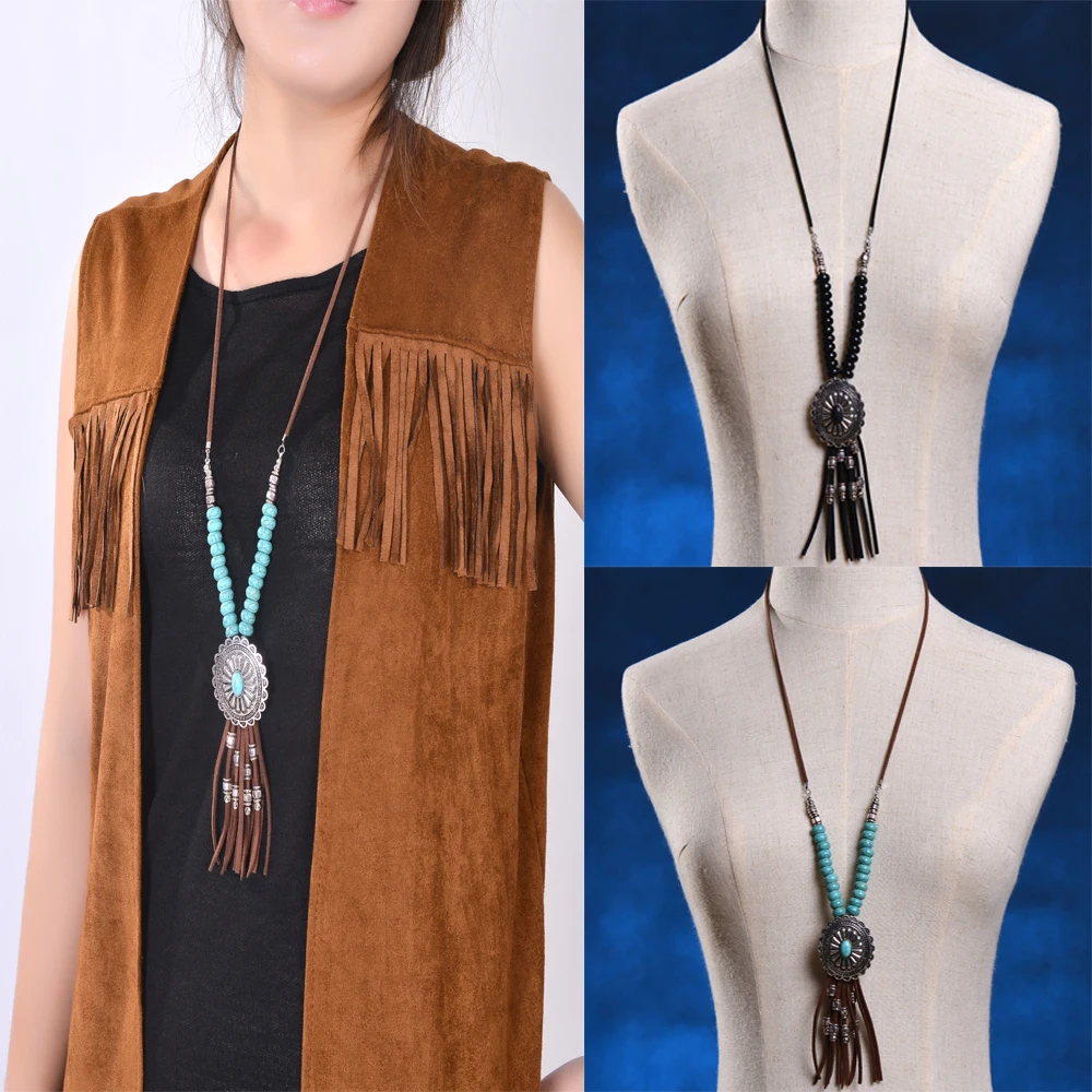 В богемном стиле с бахромой Женское Ожерелье бохо Винтаж серебрянная шейка