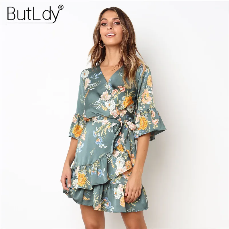 Кружевной цветочный рисунок летнее платье для женщин 2019 половина рукава бохо