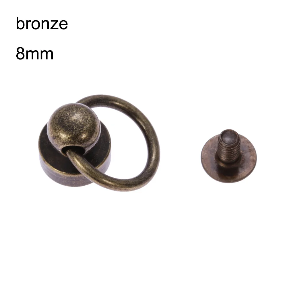 8mm-bronze 2019NEW 10 шт латунные заклепки с закручивающейся задней круглой головкой, детали для кожевенного ремесла, одежда/Сумка/Обувь, латунные гвозди - Цвет: 8mm-bronze