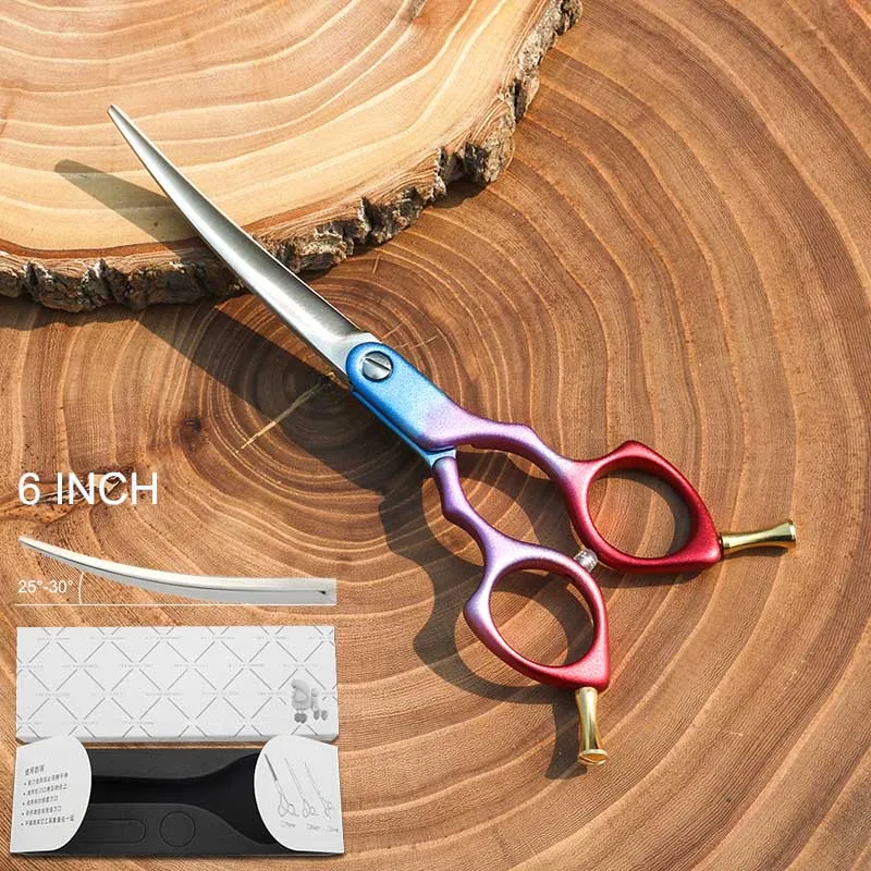 6 INCH Curved 3 Профессиональные ножницы для стрижки собак кривая 6 дюймов 6,5 дюймов изогнутые ножницы легкий вес многоцветный Япония 440C Kingbird Топ класс - Цвет: 6 INCH Curved 3