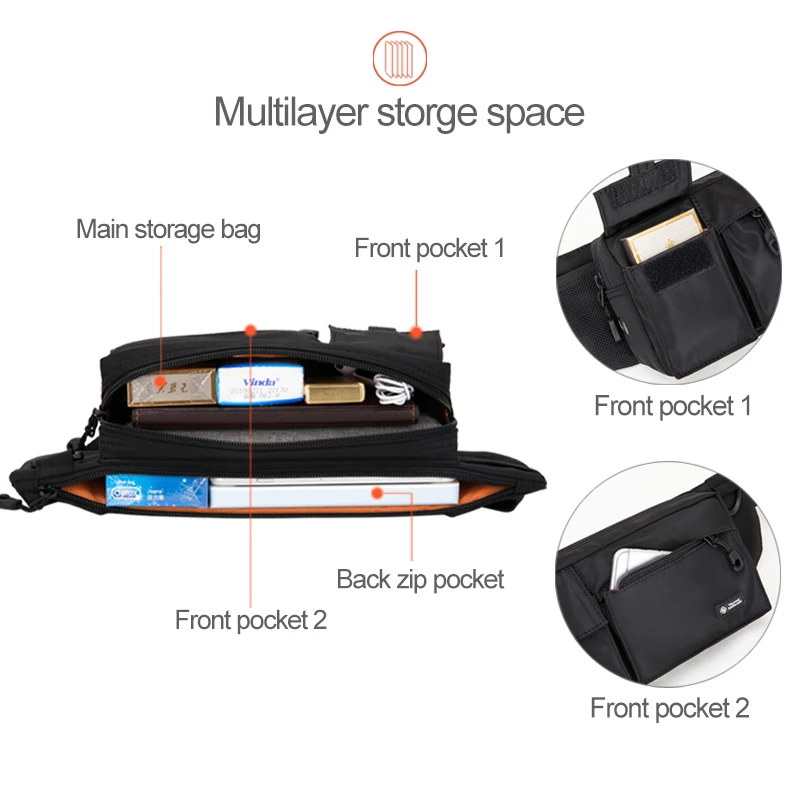 Hk Waist Packs Men bag black Belt bag fanny pack for Traveler bum bag Male waist pouch hip bag Multi -function Riding pouch