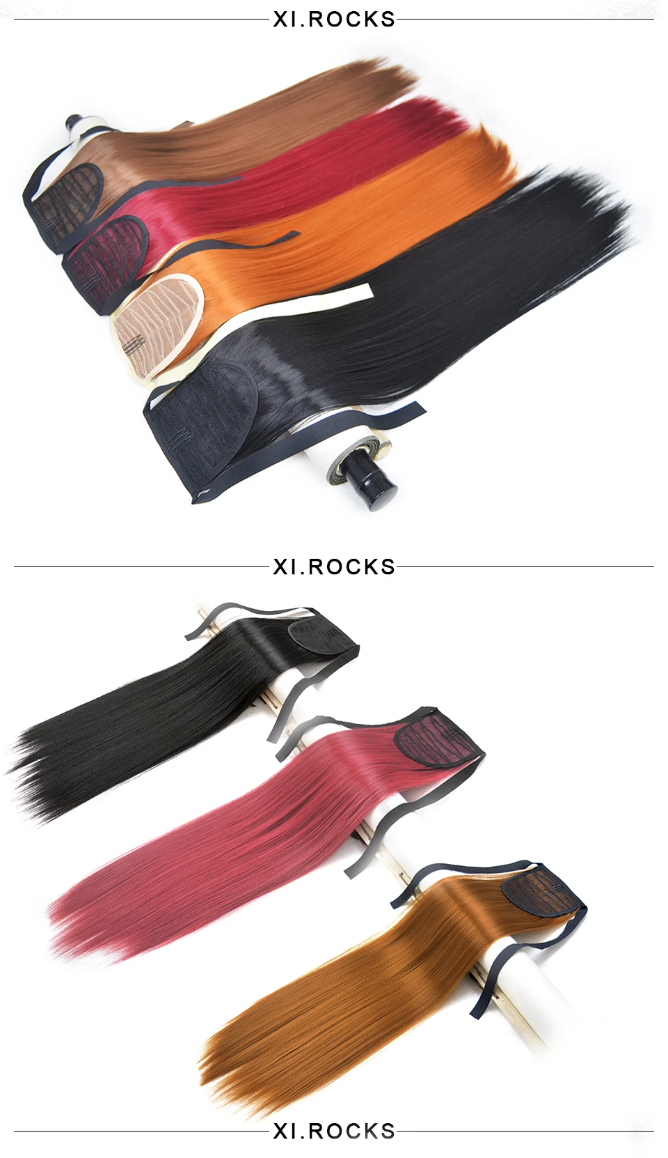 MWZ9055 2p Xi. rocks синтетический парик волосы конский хвост расширение прямой длина ленты и клип в хвост шиньон расширения
