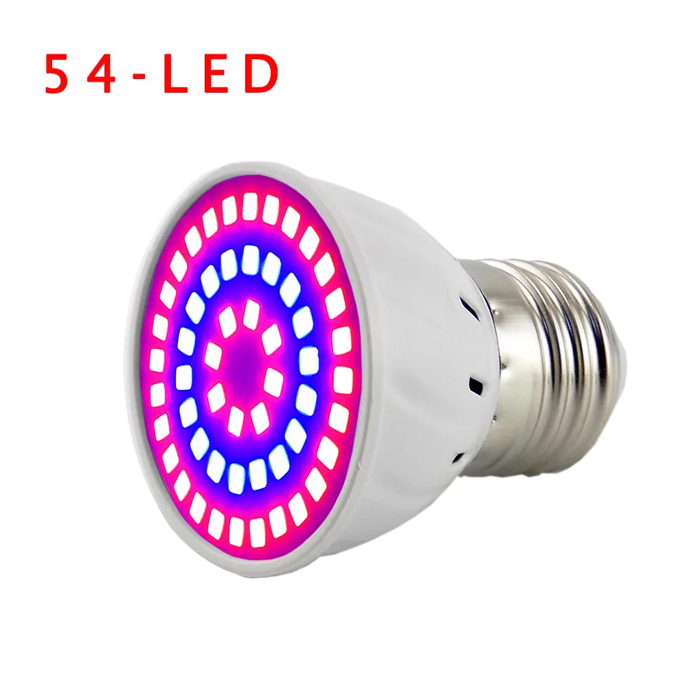 54 LED 36/54/72 светодиодный светильник для выращивания растений, для дома, цветок, парниковые семена, лампа для выращивания, E27, лампа для роста растений, красный, синий, для помещений, фитолампа - Emitting Color: 54 LED