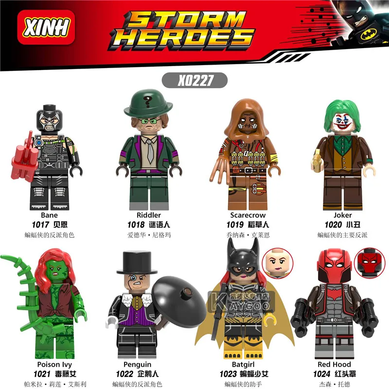 Legoingeds technic DCJoker Minifigs Riddler пугающий ядовитый с красным капюшоном в стиле Batgirl