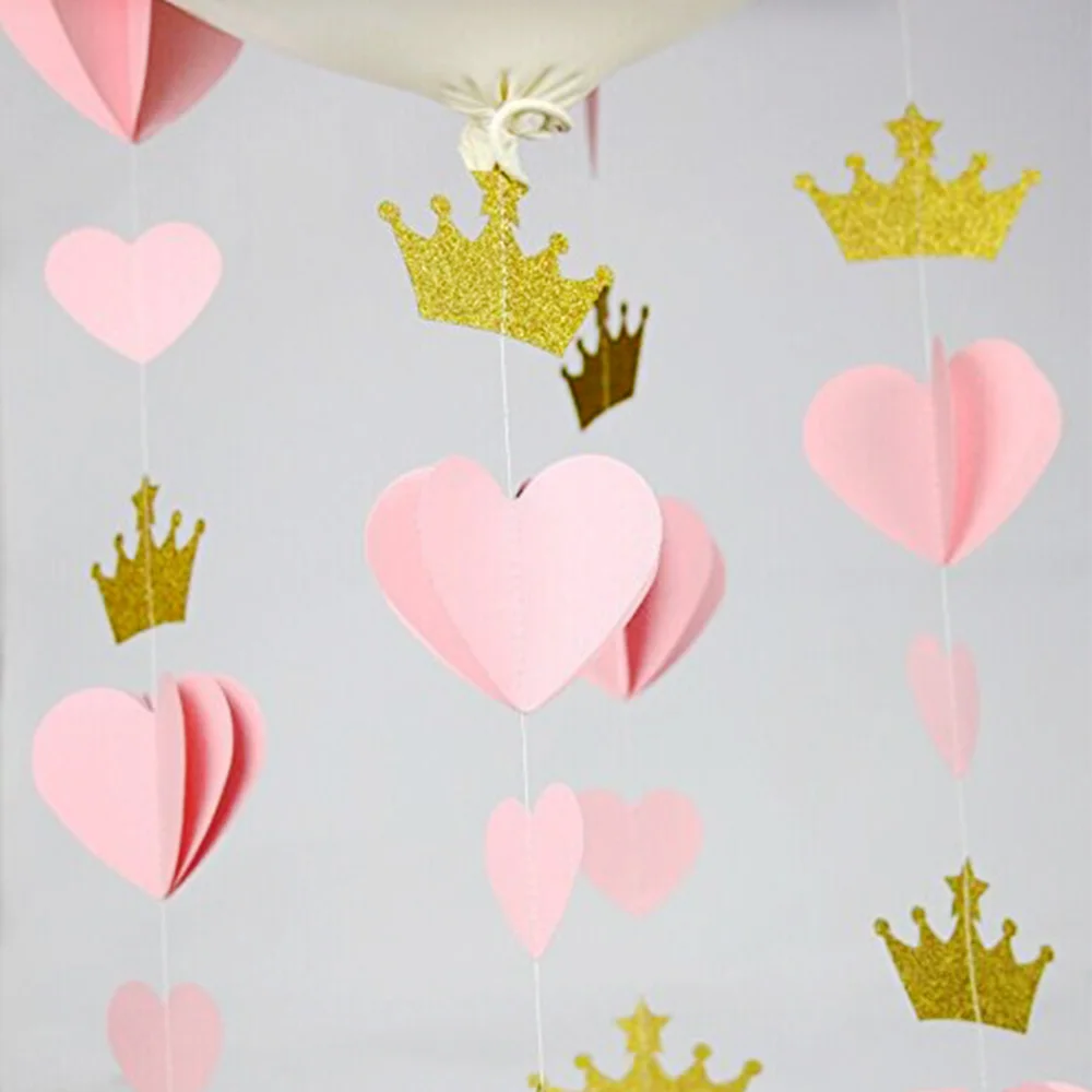 2 м Бумажная гирлянда звезда сердце + корона в форме баннеров подвесная бумага