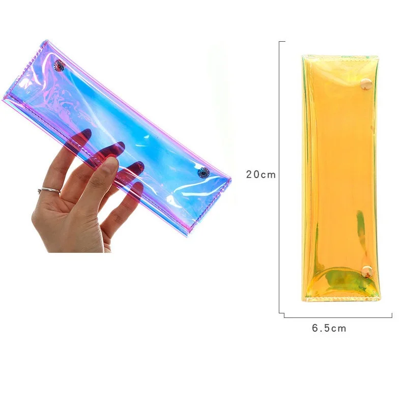 Лазерная прозрачная школьная сумка для карандашей из ПВХ цветной чехол ручки