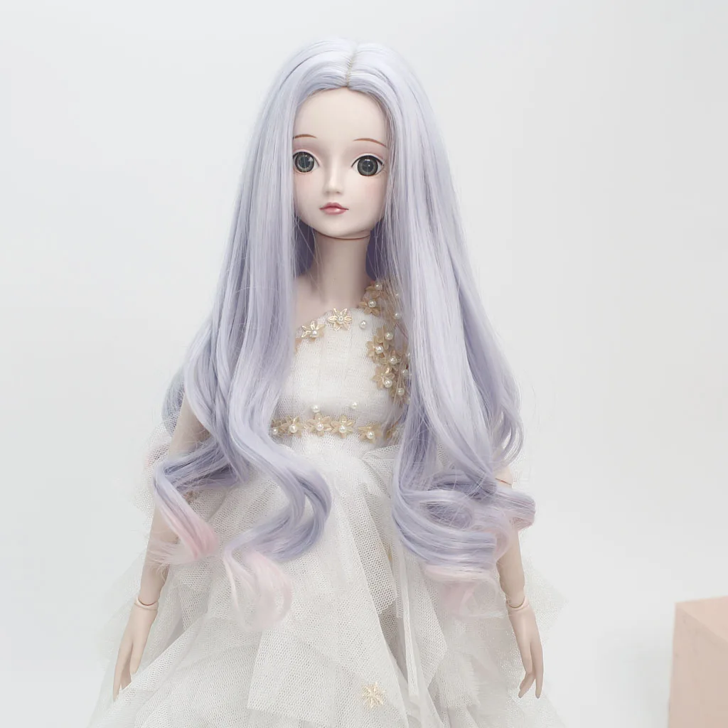 30cm Light Purple Новые поступления 30/34/37 см вьющиеся волосы парик с длинная челка для 1/3 BJD платье куклы-ап одежда для вечеринки "сделай сам" для изготовления поставки аксессуаров - Цвет: 30cm Light Purple