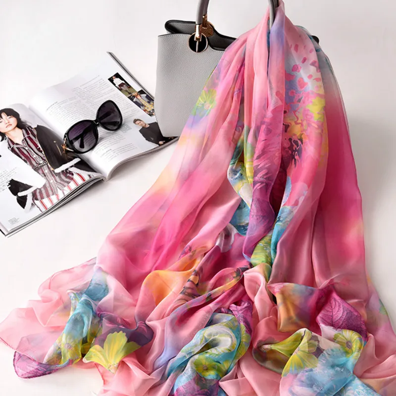 Шелковый шарф женское пляжное полотенце новый стиль 2019 Солнцезащитный длинный