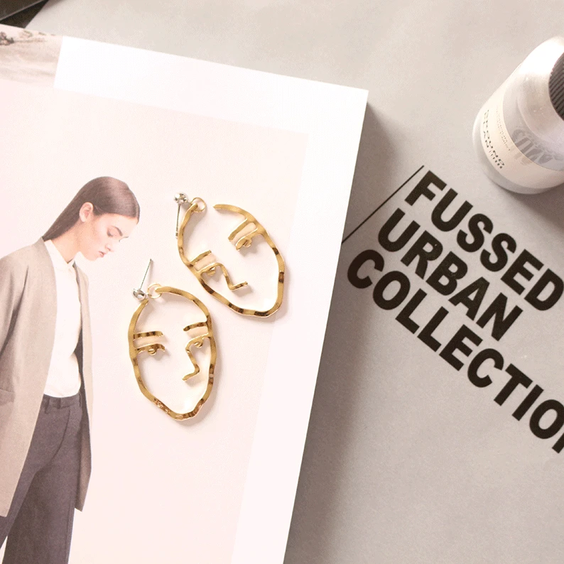 gold earrings Уникальный очаровательный золотой/Серебряный заполненный открытый дом браслет сестра лицо массивные браслеты и браслеты Bijoux манжета браслет - Окраска металла: gold earrings