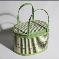 cutelife chinese rattan retro handmade bamboo basket vintage shopping picnic storage basket classic woven gift basket decoration