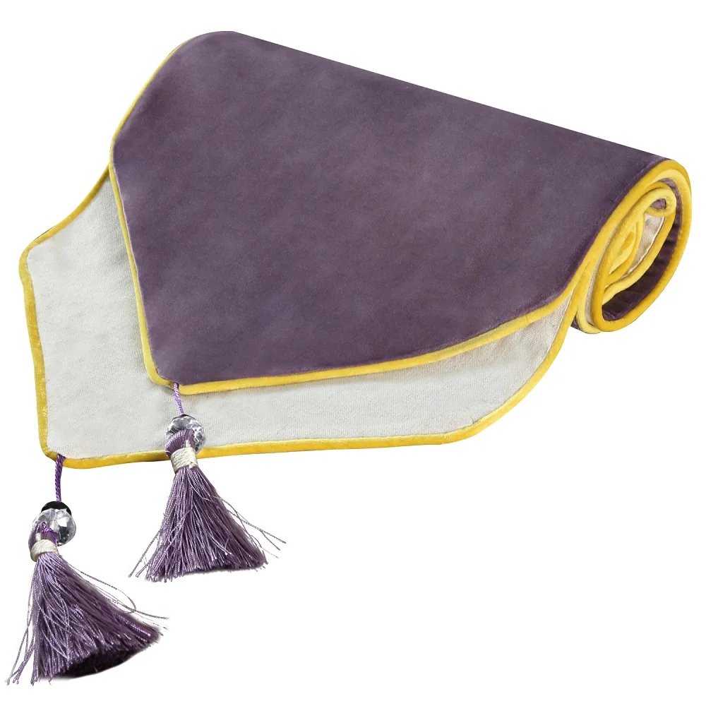 Purple Solid color Topfinel, градиентные, современные, волнистые скатерти, ткань, хлопок, с кисточками, украшение для столовой, для свадьбы, ужина, вечерние, коричневого цвета - Цвет: Purple Solid color