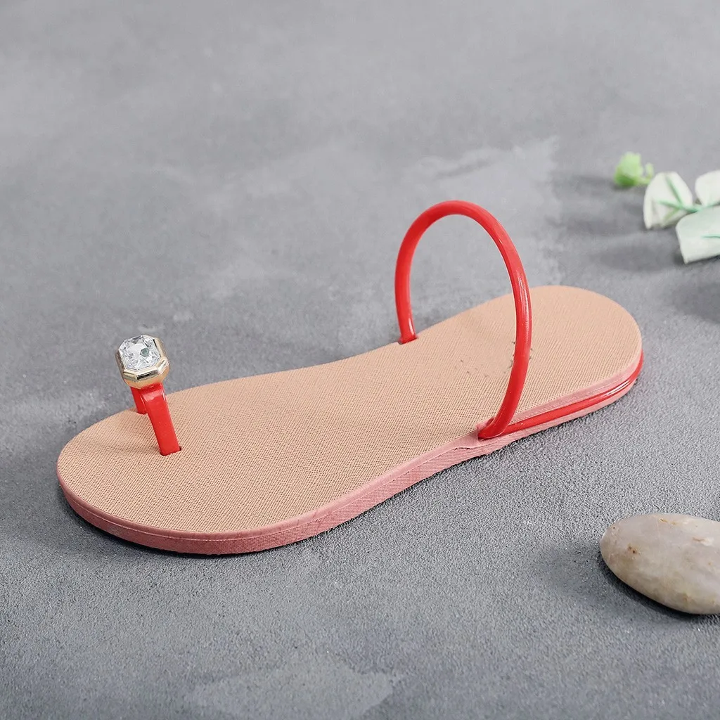 2019 летние женские сандалии на плоской подошве с кристаллами пляжные шлепанцы