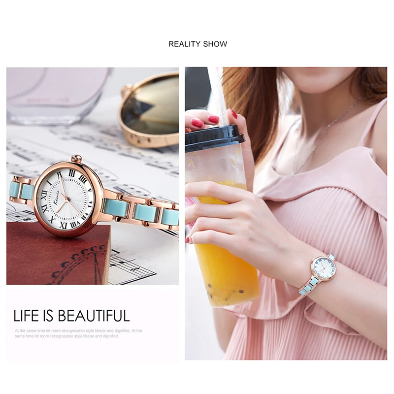 KIMIO Women Imitation Ceramic Quartz Watches Candy Colors Bubble Ladies Bracelet Dress Watch With Gift Box Montre Femme | Наручные часы