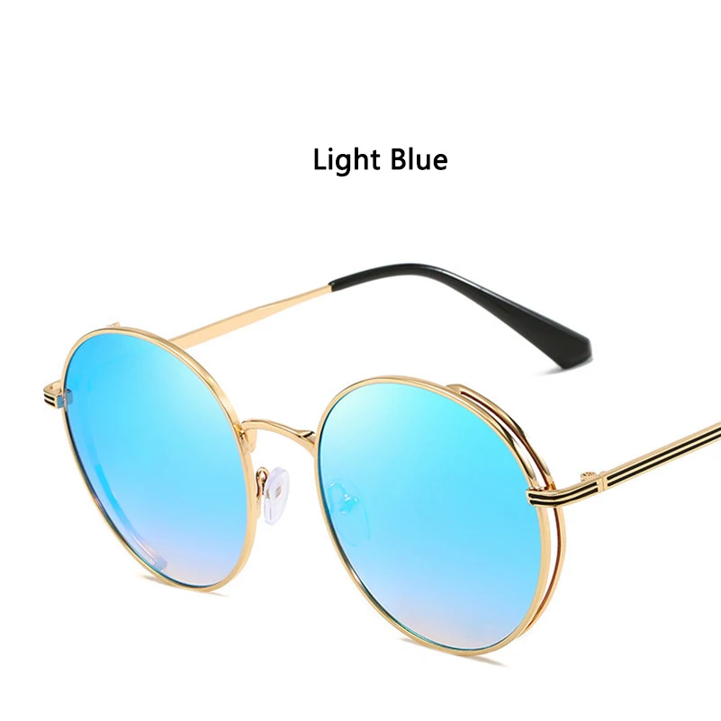 Light Blue Новинка, классические Светоотражающие женские очки, цветная пленка, покрытие линз, зеркальное покрытие, античные женские очки, модные, lunette soleil femmeS5 - Цвет линз: Light Blue