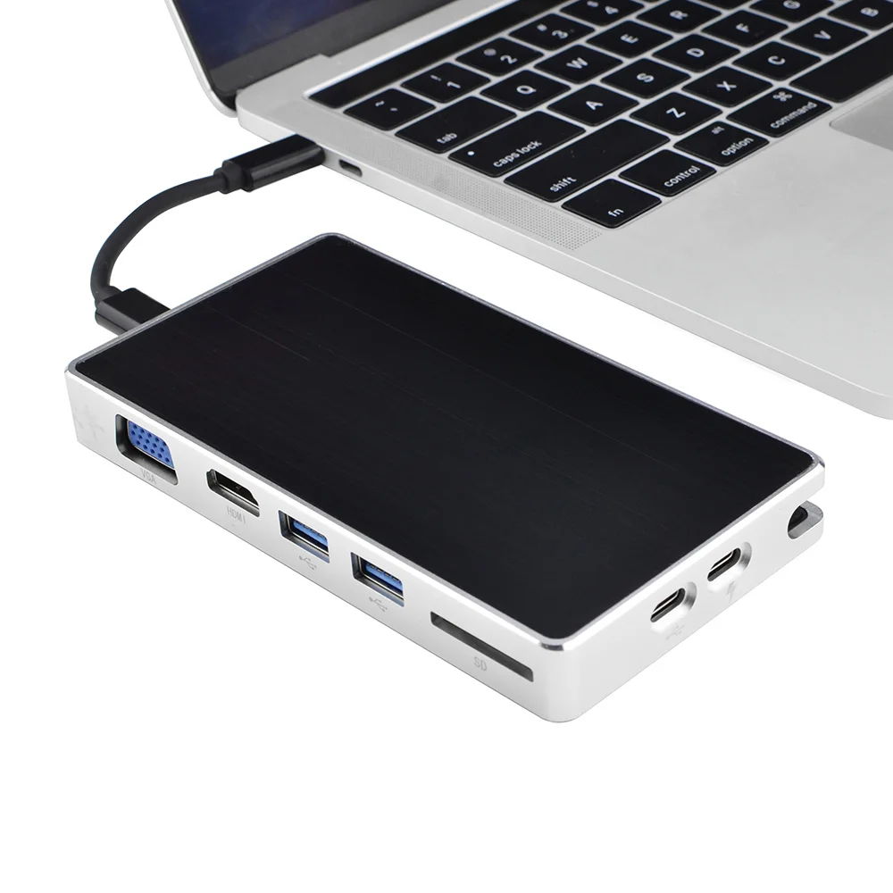 USB-C док-станции 8 все в одном Тип C к HDMI VGA SD USB 3 0 RJ45 сетевой адаптер концентратор с PD
