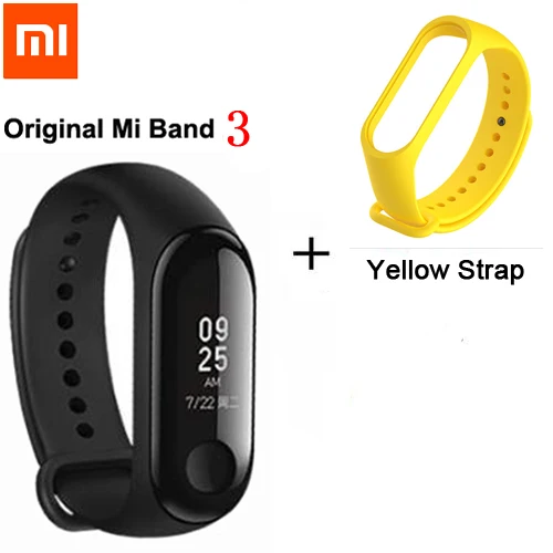 Add Yellow Strap Xiaomi mi Band 3/mi band 2 умный Браслет фитнес-браслет mi Band большой сенсорный экран OLED частота сердечных сокращений сообщения Smartband - Цвет: Add Yellow Strap