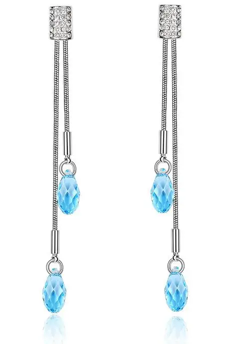13 Винтажные кристаллы от Swarovski длинные серьги с кисточками для женщин Серебряный цвет Висячие серьги Свадебные украшения Bijoux 13 цветов - Окраска металла: 13