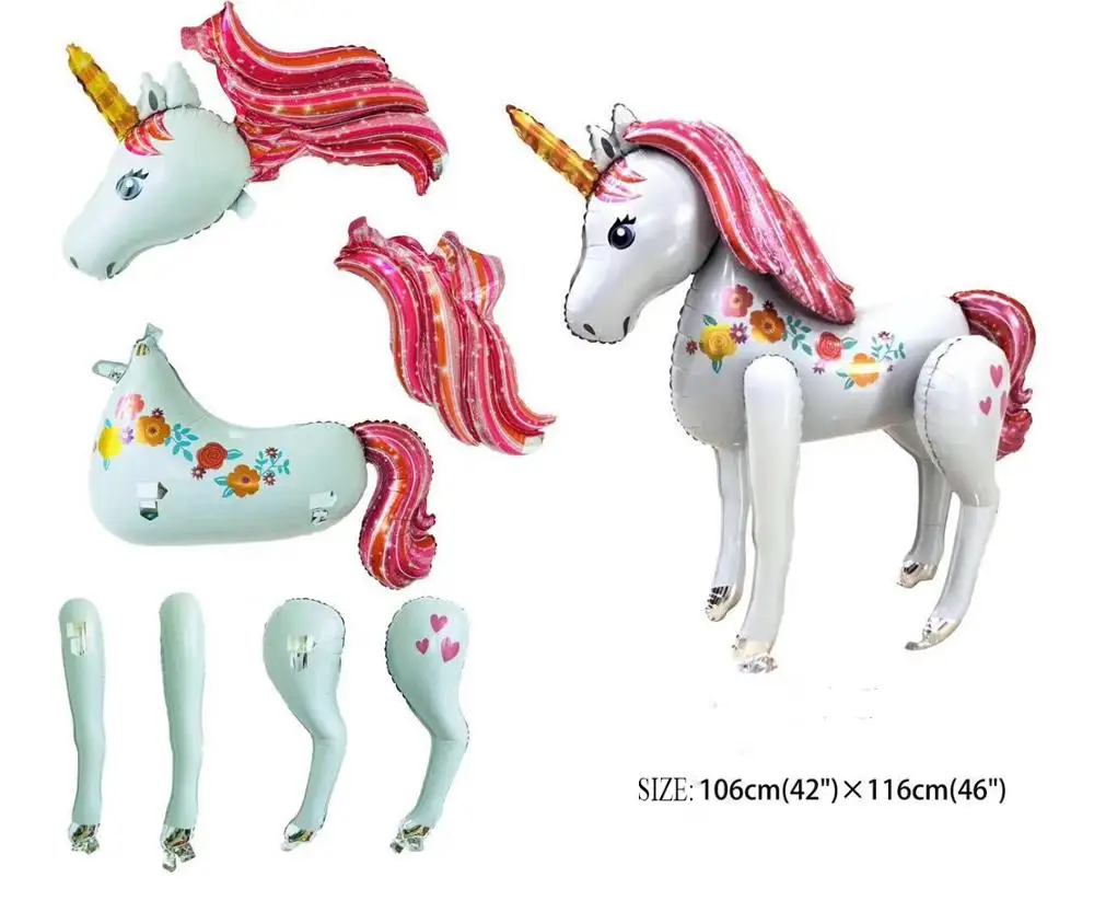 

huge unicorn selling 116 x106cm eenhoorn verjaardag unicorn aluminum foil balloons stand 3 d cartoon balloons