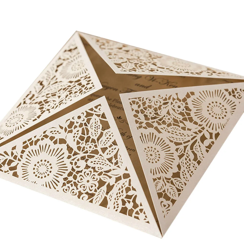 100 шт. лазерная резка белый свадебные приглашения карты полые Флора