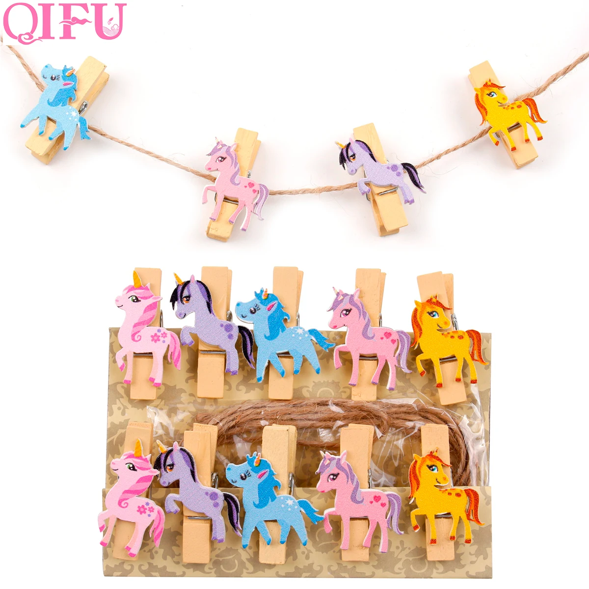 QIFU DIY фото клип Единорог День рождения украшения Дети ручной работы милые Unicornio