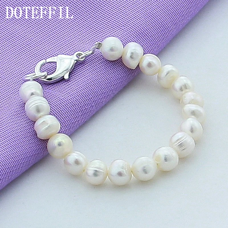 Женский жемчужный браслет из серебра 925 пробы 8 мм|sterling silver bracelet|925 sterling braceletsilver