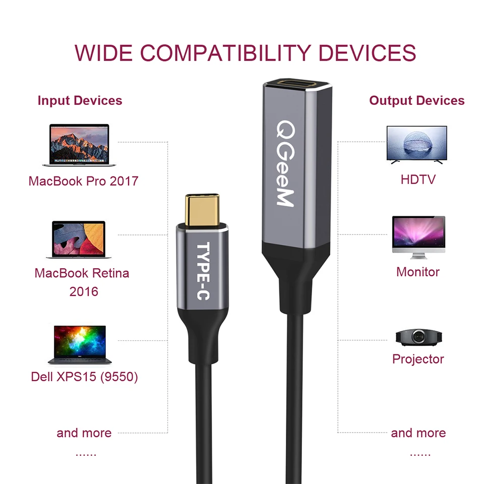 QGeeM USB Type C 3 1 к Mini DP женский кабель адаптер 4K 60HZ HDTV конвертер для Macbook HuaWei Mate 10 Samsung