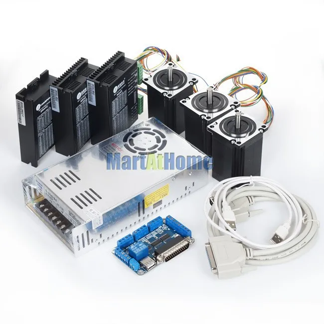 Комплект с ЧПУ 3 оси Leadshine шаговый Драйвер M542 и двигатель 57HS22 350 Вт 24 в источник
