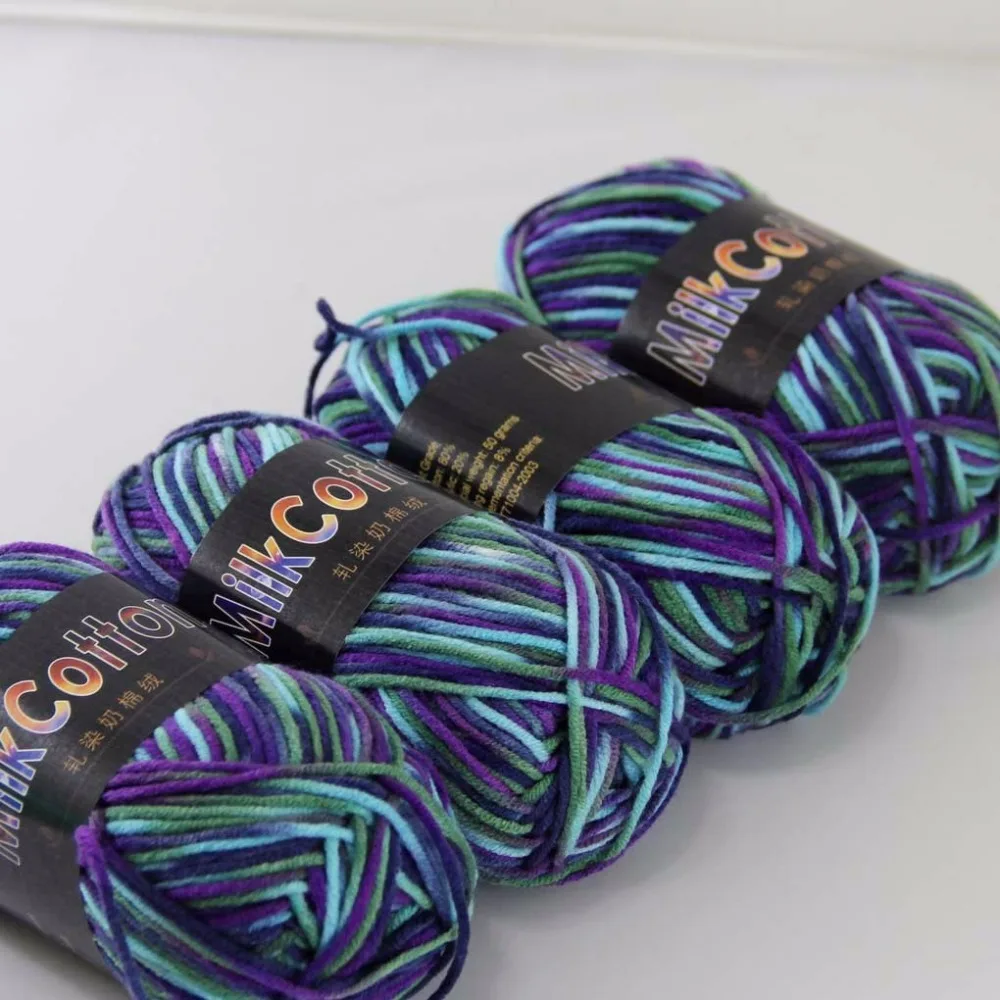 Sale 6ballsx50g Soft Cotton Baby Yarn New Hand-dyed Wool Socks Scarf Knitting yarn green pink brown mixed 2075-22-6 | Дом и сад